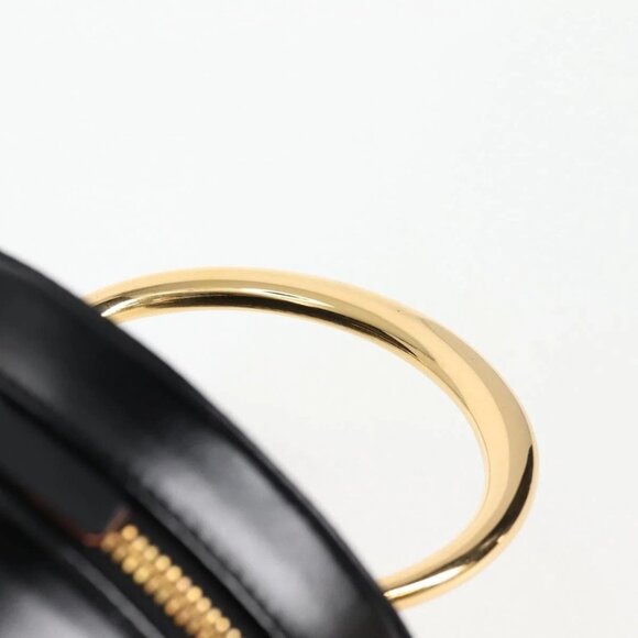 CELINE Vanity Cosmetic Pouch Leather Black Gold Auth 125415V - Picture 9 of 16